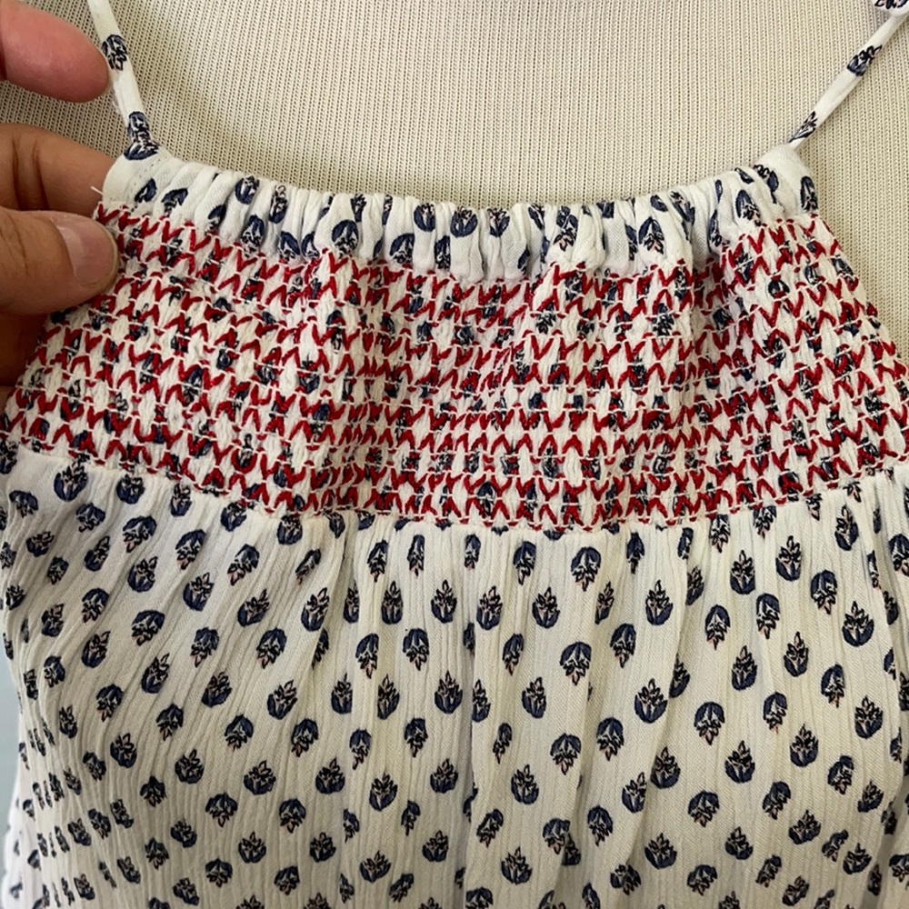 Old Navy Floral Tie Shoulder Strap Ruched TankTop - Picture 5 of 11